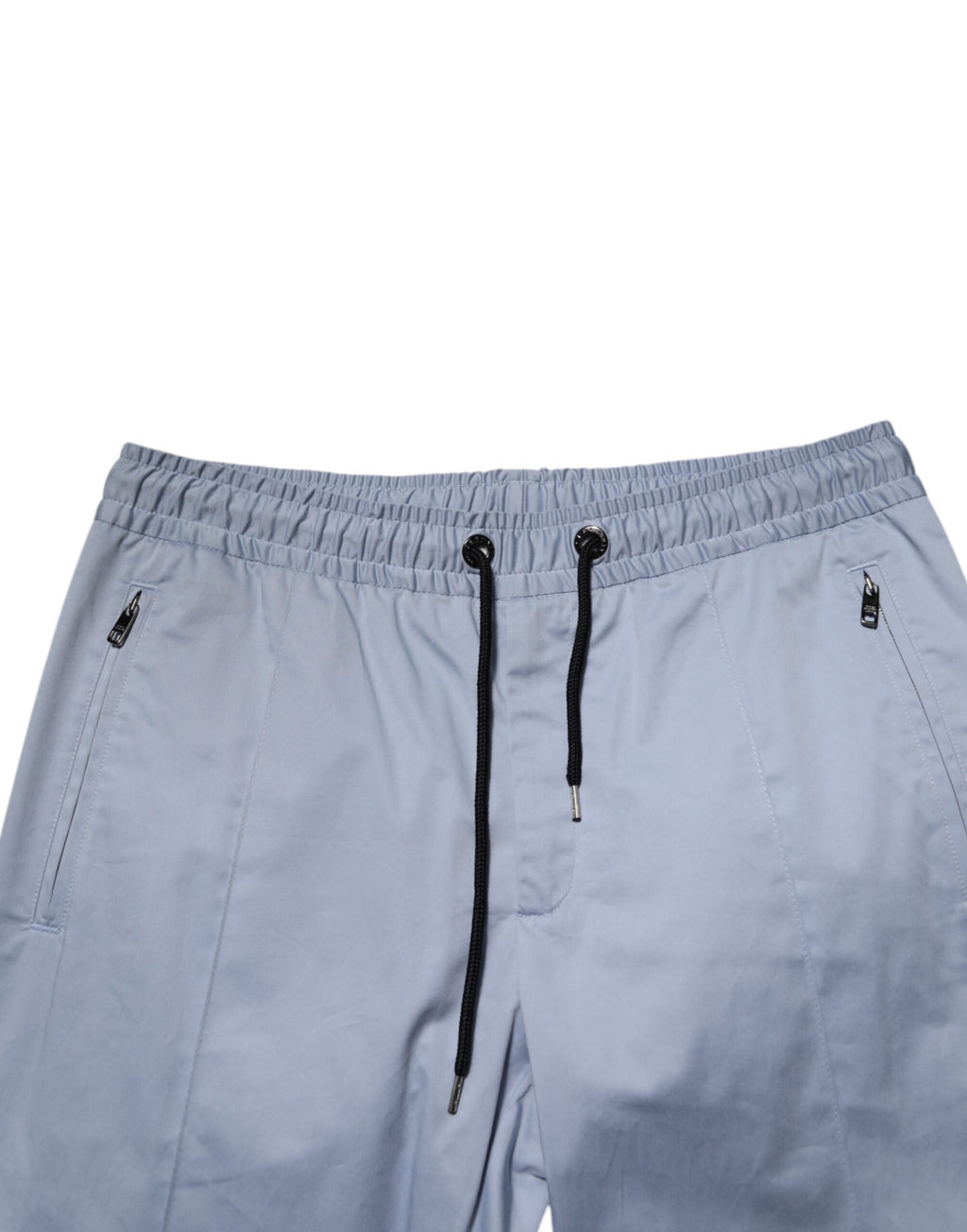 Light Blue Cotton Drawstring Elastic Waist Men Pants