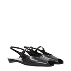 Black Leather Flat Sandals