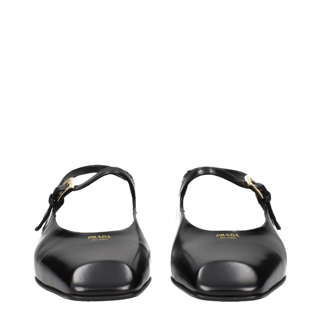 Black Leather Flat Sandals