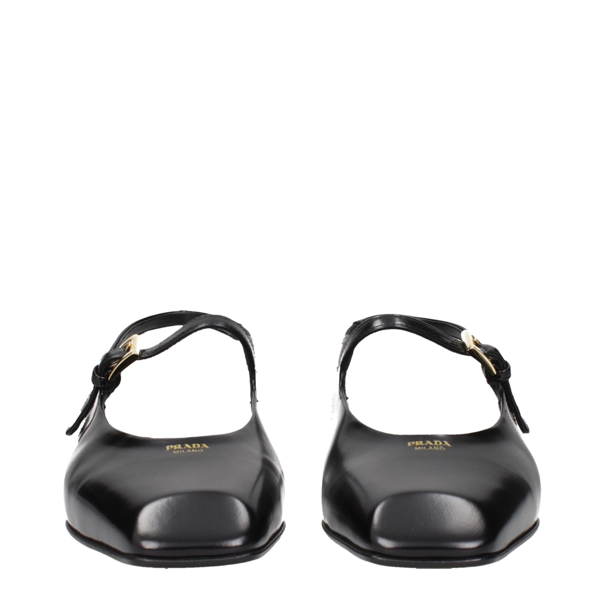 Black Leather Flat Sandals