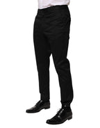 Black Cotton Tapered Men Formal Trousers Pants