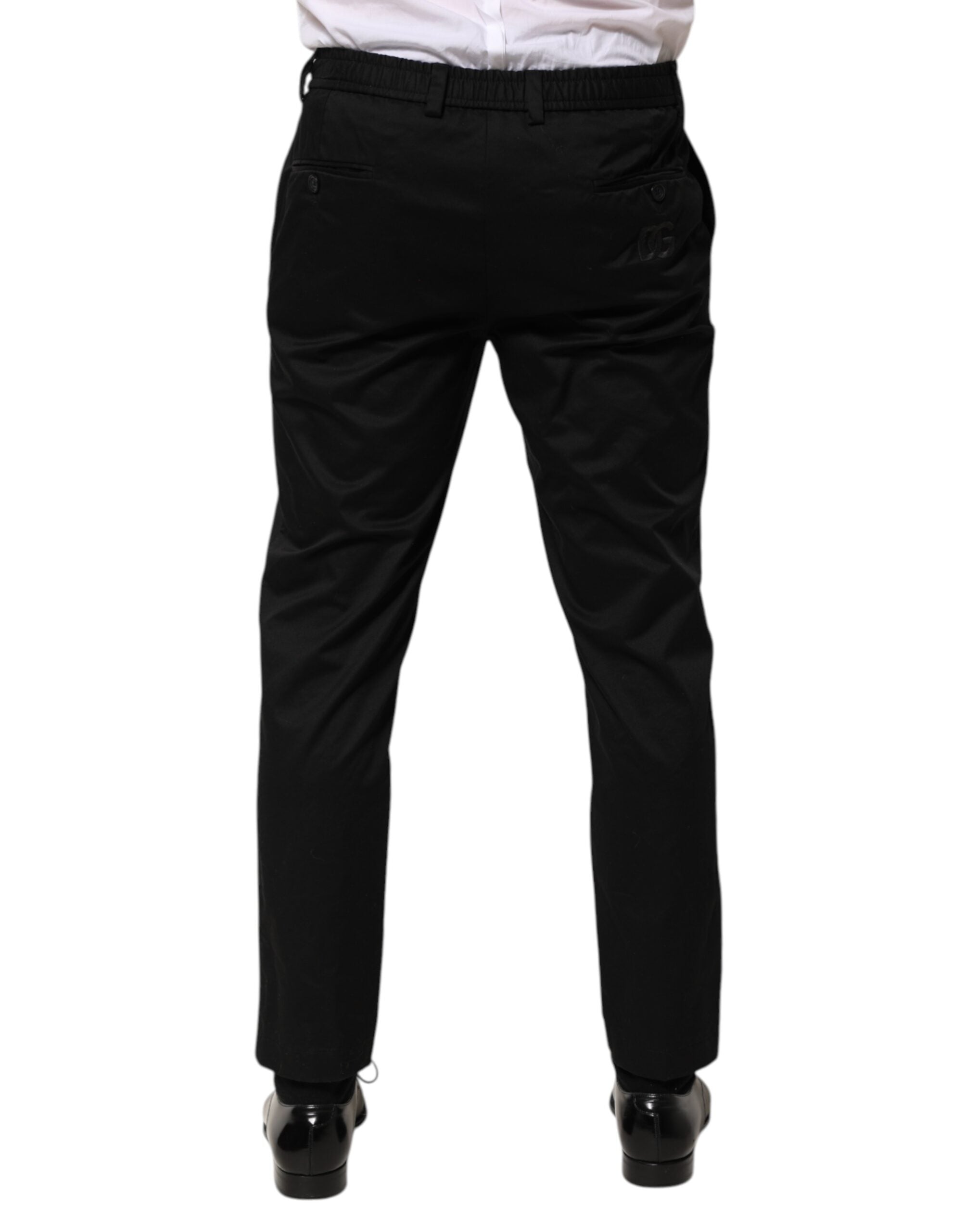 Black Cotton Tapered Men Formal Trousers Pants