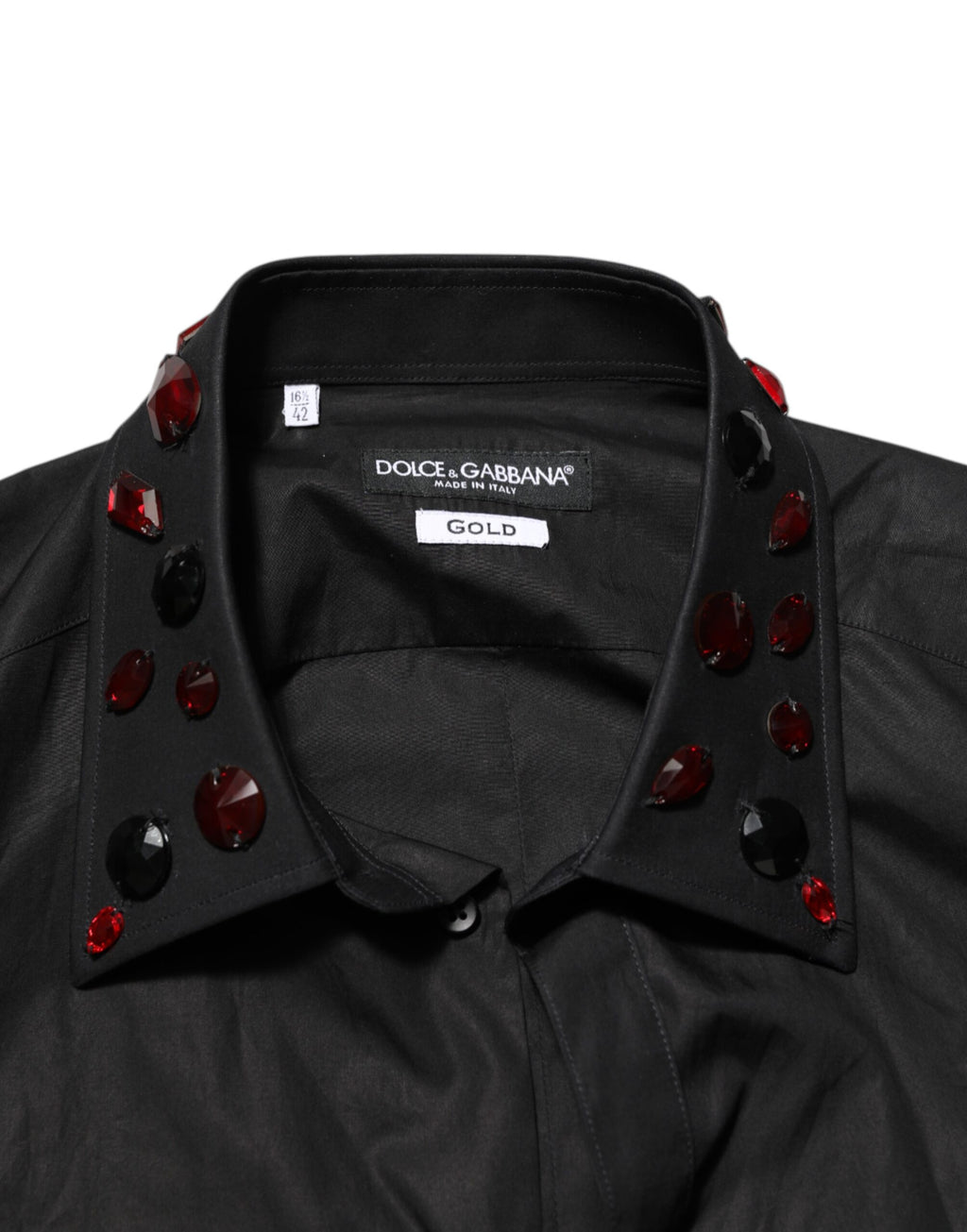 Black Cotton Embellished Collar Men’s Shirt