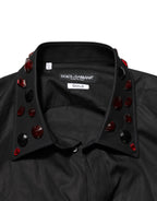 Black Cotton Embellished Collar Men’s Shirt