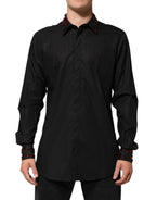 Black Cotton Embellished Collar Men’s Shirt