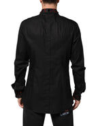 Black Cotton Embellished Collar Men’s Shirt