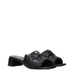 Black Leather Flat Sandals