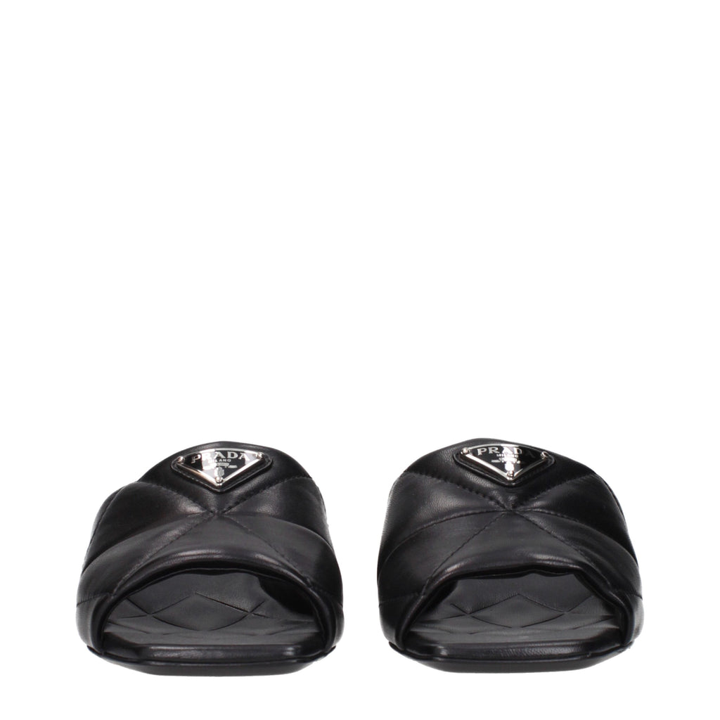 Black Leather Flat Sandals