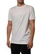 White Cotton DG Crown Embossed Men T-shirt