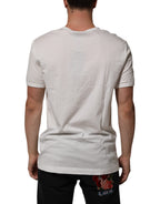 White Cotton DG Crown Embossed Men T-shirt