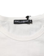 White Cotton DG Crown Embossed Men T-shirt
