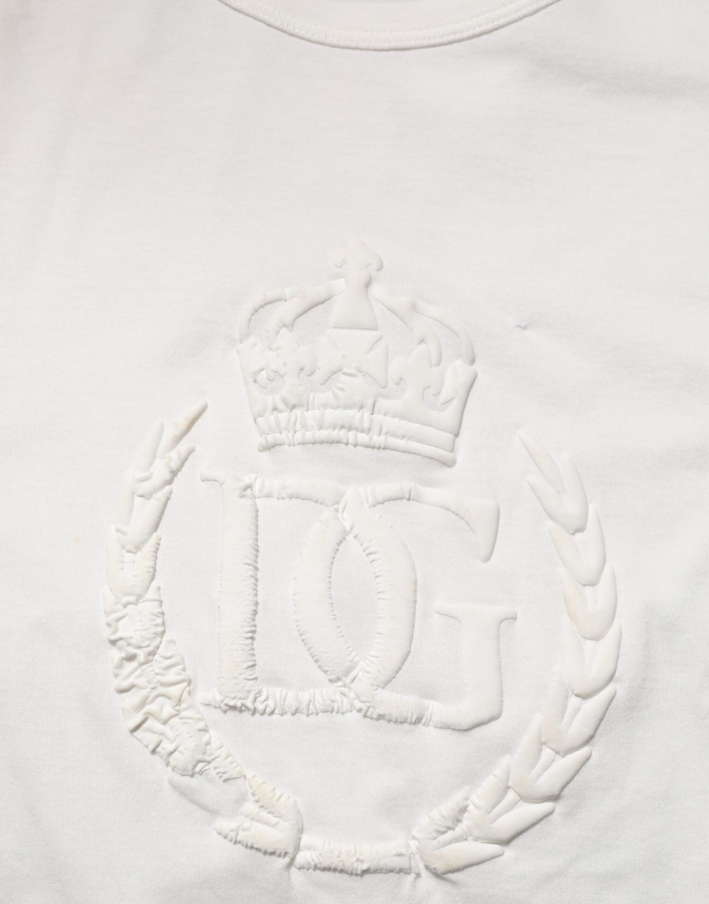 White Cotton DG Crown Embossed Men T-shirt