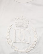 White Cotton DG Crown Embossed Men T-shirt