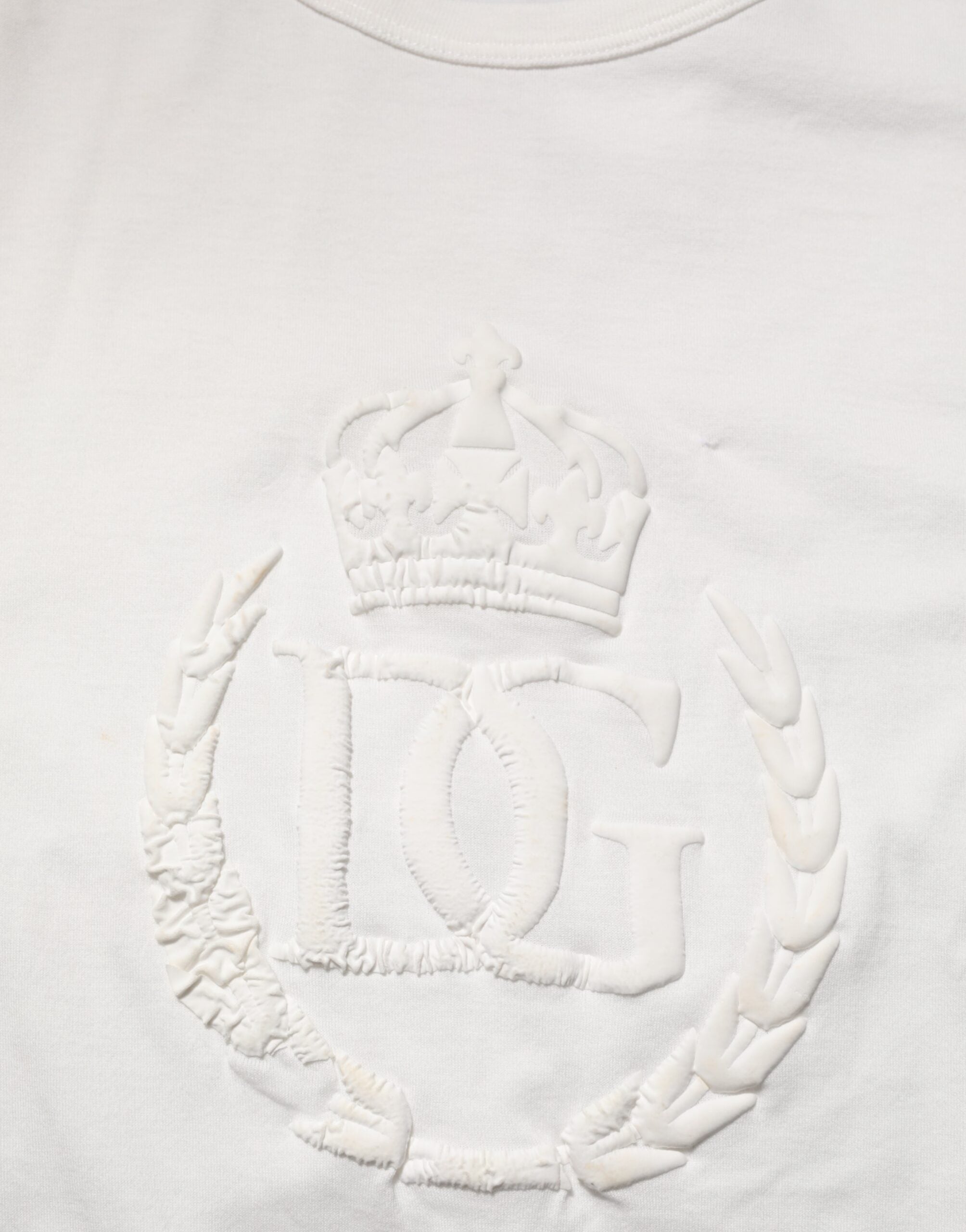 White Cotton DG Crown Embossed Men T-shirt