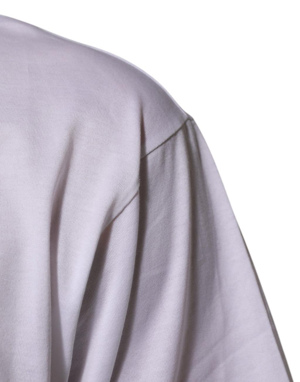 White Cotton Logo Patch Crew Neck Men T-shirt