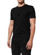 Black Cotton Velvet Logo Print Men T-shirt