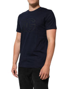 Dark Blue Cotton DG Logo Print Men’s Top T-shirt