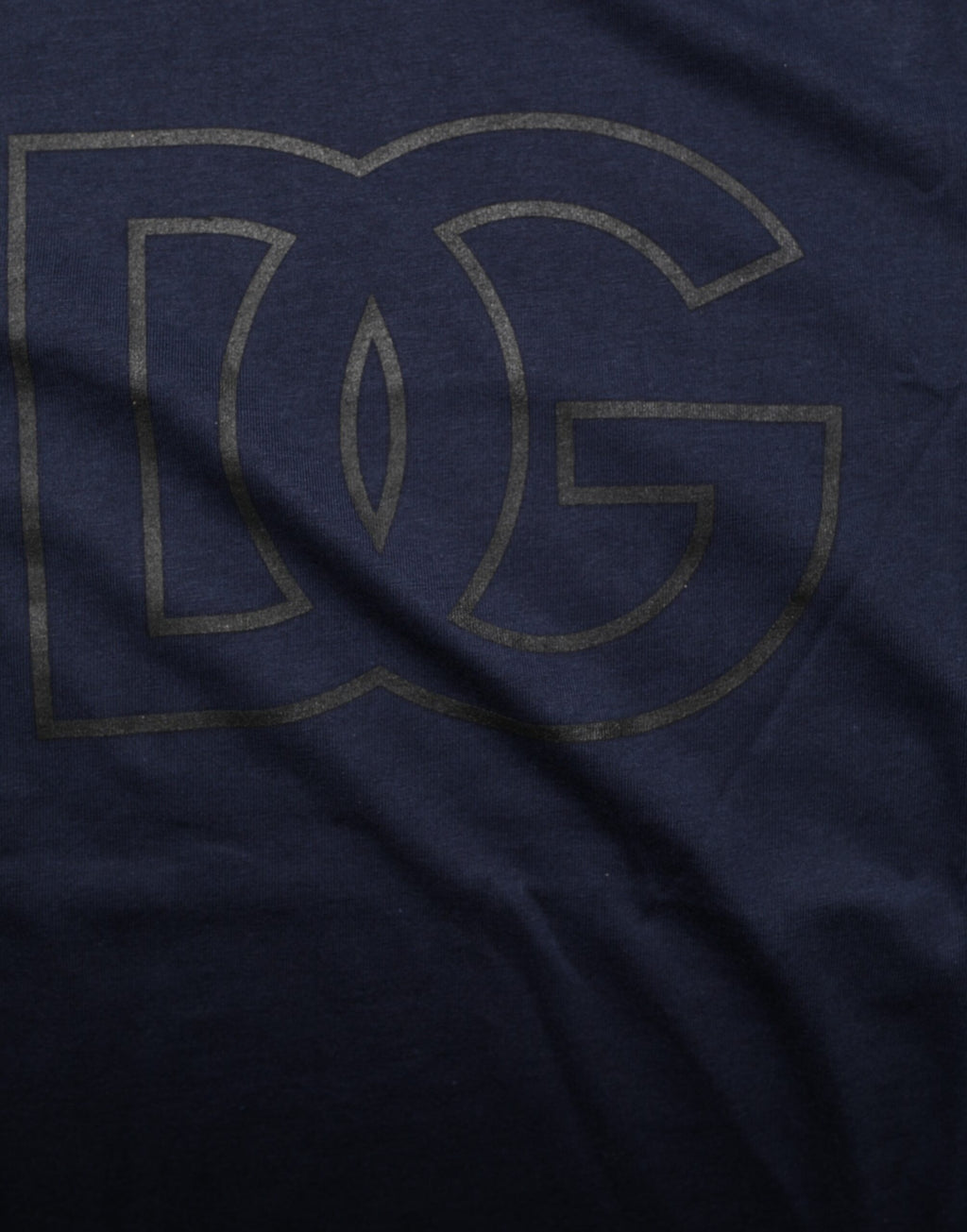 Dark Blue Cotton DG Logo Print Men’s Top T-shirt