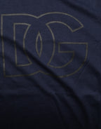 Dark Blue Cotton DG Logo Print Men’s Top T-shirt