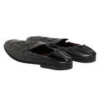 Black Leather Slip On Men Flat Loafers Shoes