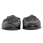 Black Leather Slip On Men Flat Loafers Shoes