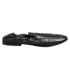 Black Leather Slip On Men Flat Loafers Shoes