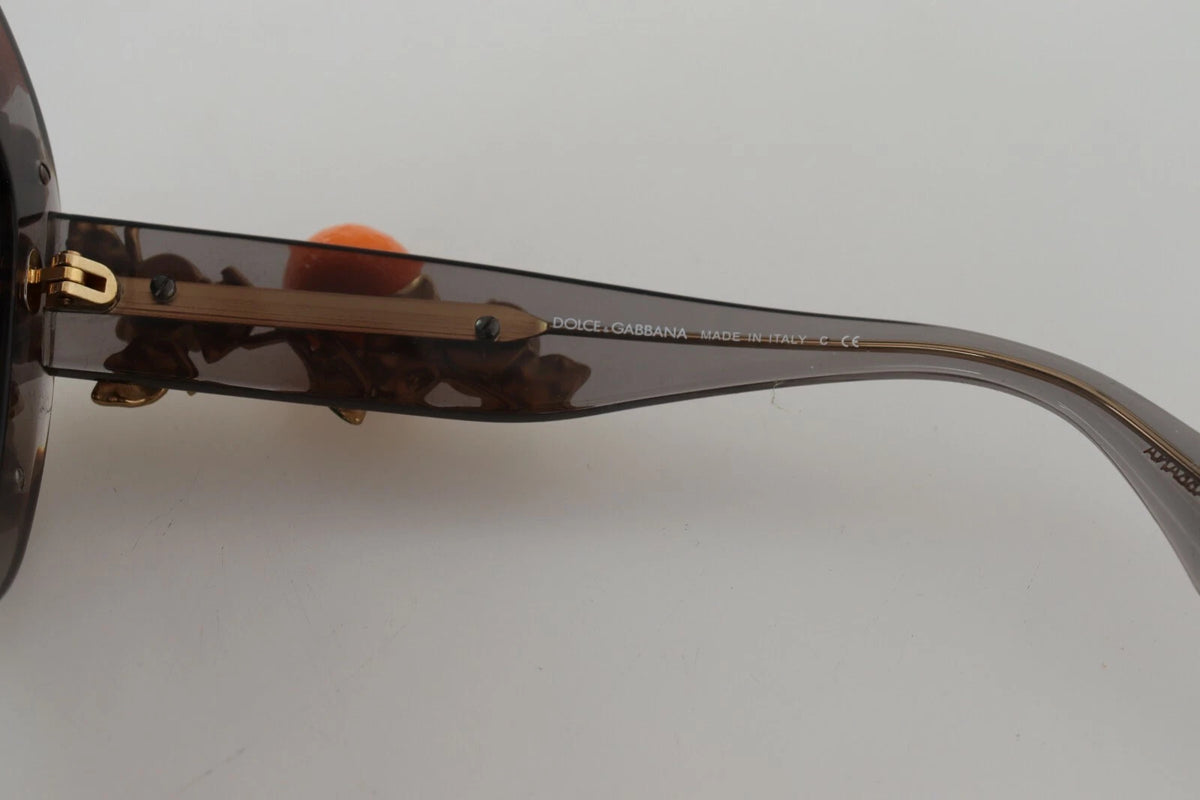 DG4283B Acetate Crystals Orange Appliques Sunglasses
