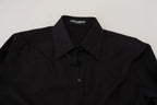 Black Cotton Collared Long Sleeves Shirt