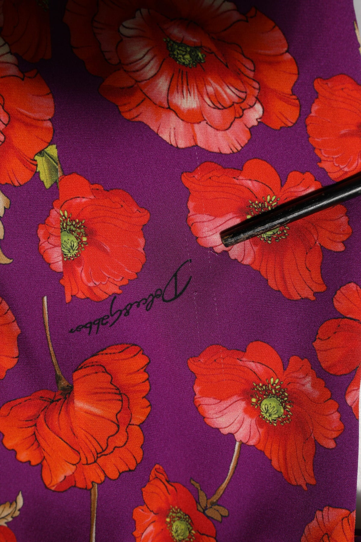 Purple Silk Floral Print Midi Sheath Dress