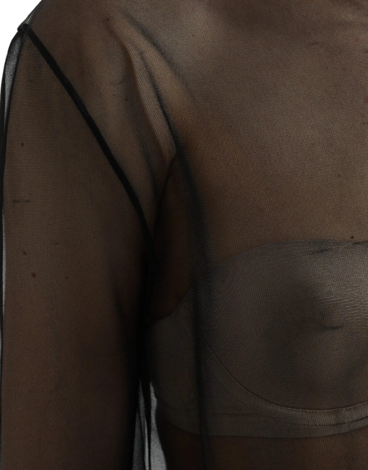 Black Mesh Turtleneck Sheer Blouse Top