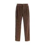 Brown Cotton Casual Pants