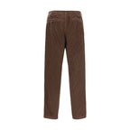 Brown Cotton Casual Pants