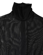Black Sheer Mesh Long Sleeve Jumpsuit Bodysuit Dress