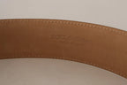 Brown Leather Gold Metal Oval Buckle Belt