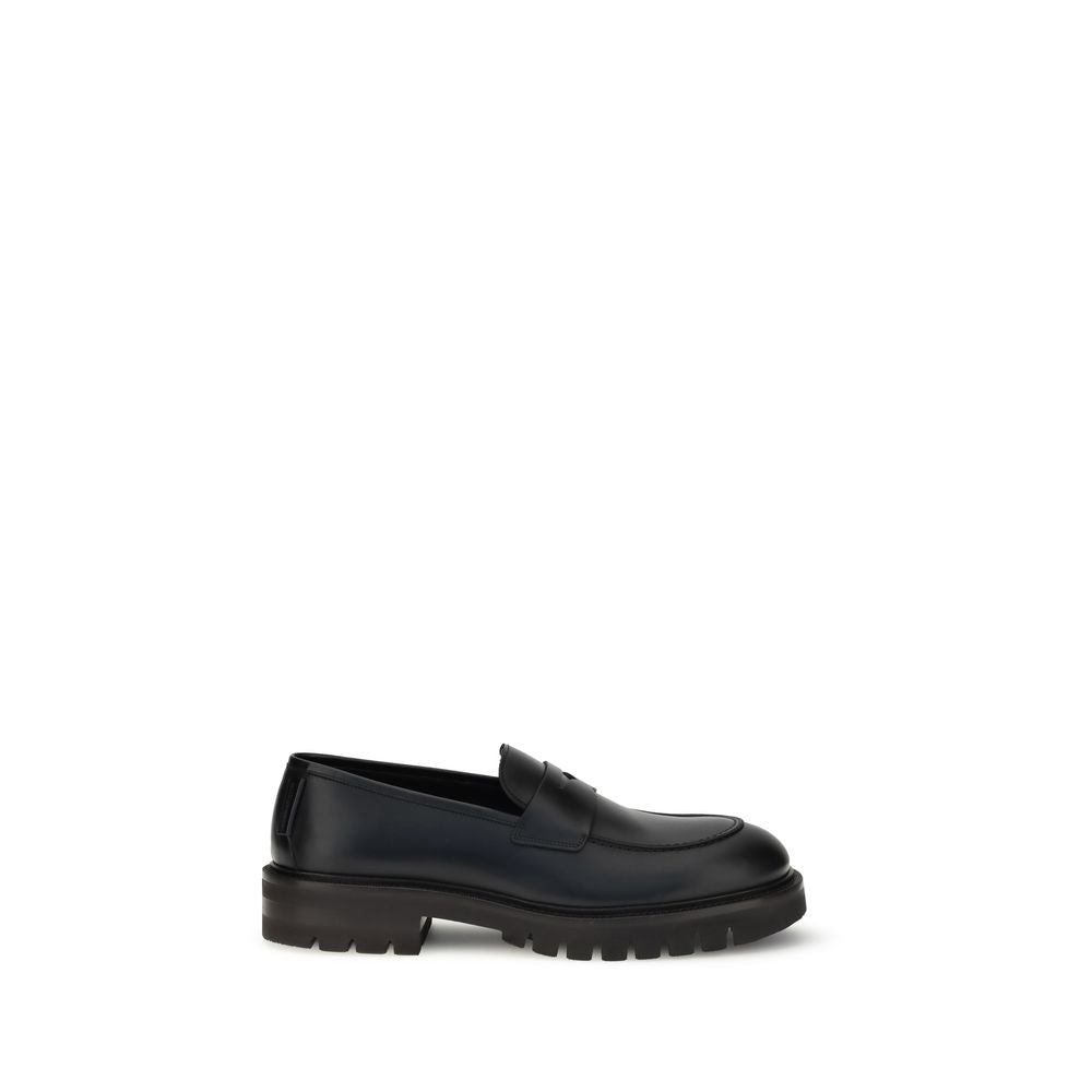 Black Calf Leather Bos Taurus Slip-On Loafers
