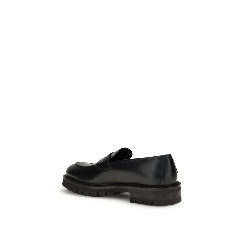 Black Calf Leather Bos Taurus Slip-On Loafers