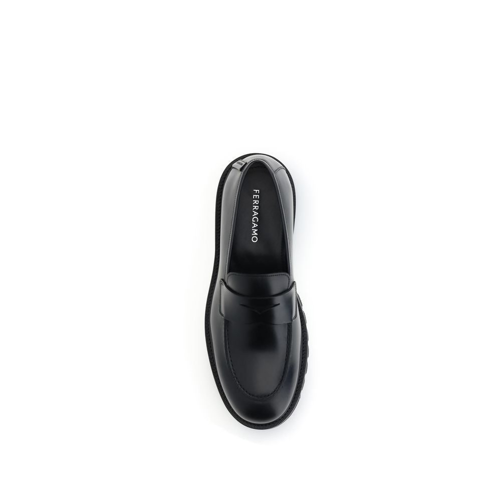 Black Calf Leather Bos Taurus Slip-On Loafers