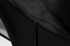 Black Sheer Sleeve Belted V-Neck Mini Dress