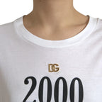 White Cotton 2000 Fashion Print Logo T-shirt