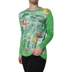 Green Lemon Print Pullover Silk Women Sweater
