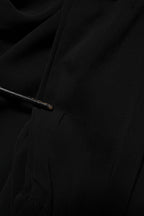 Black Viscose Blend Shirt Style Belted  Dress
