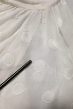 White Polka Sheer Silk Bow Tie Shirt Blouse Top