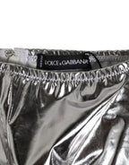 Silver Metallic High Waist Bikini Bottom Women  Underwear