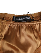 Brown Lace Silk Satin Slip Panties Underwear