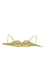 Lime Green Silk Satin Lace Padded Balconnet Underwear