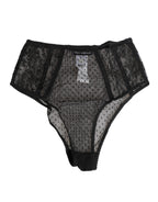 Black Lace Polka Dot Mesh High Waist Underwear