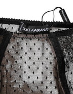 Black Sheer Polka Dot Lace High Waist Underwear