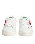 White Leather Rose Embroidery Low-Top  Shoes