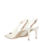 Beige Leather High Heel Pumps