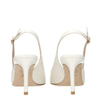 Beige Leather High Heel Pumps